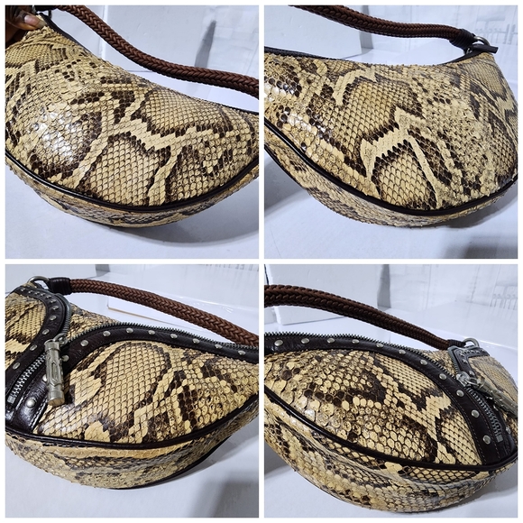 VERSACE Snake Skin Studded Bag Brown/Beige - Picture 11 of 12